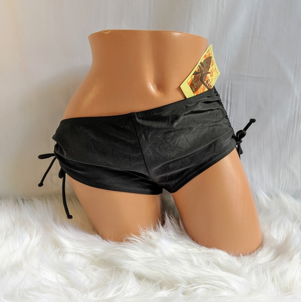 Hobie Adjustable Ruched Side Tie Swim Short NWT